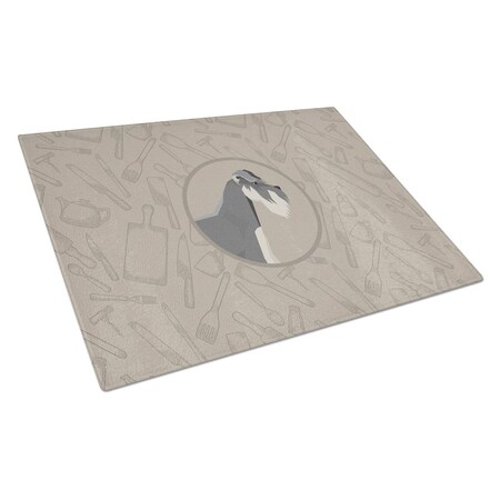 Carolines Treasures Schnauzer in the Kitchen Glass Cutting Board Large CK2206LCB